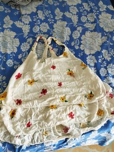 White Floral Fluffy Crop Top