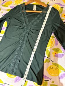Beautiful Lace Trim Long Sleeve Top
