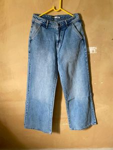 Off Duty Wide Leg Denim Jeans