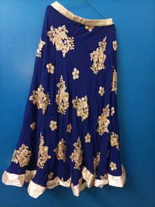 beautiful blue golden lehenga