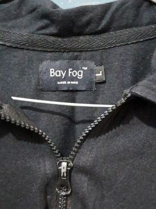 Bay Fog Black Zip Polo - Large