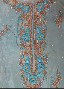 Embroidered Teal Ethnic Top