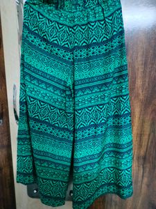 Boho Green Patterned Palazzo Pants
