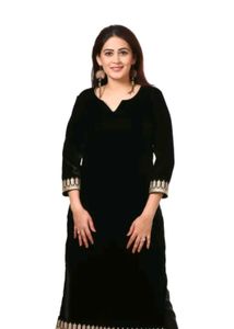 Elegant Black Velvet Kurta Set
