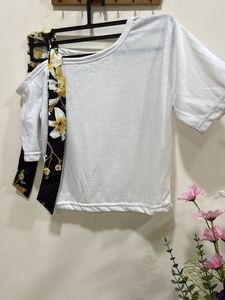 Crop one shoulder bow top 🎀