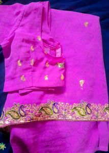 Pink Embroidered Saree