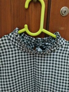 Full Sleeves High Ruffled Neck Top