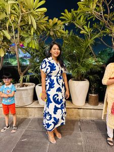 Blue &amp; White Floral Midi Dress