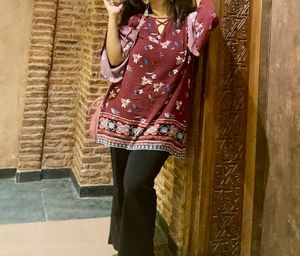 Floral Print Bell Sleeve Top