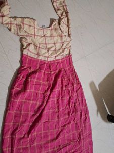 Pink Checkered Kurta
