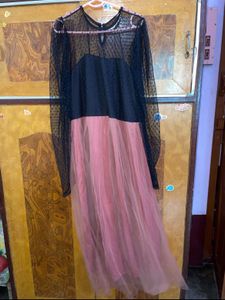 Athena Light Pink And Black Color Blocked Dress XL