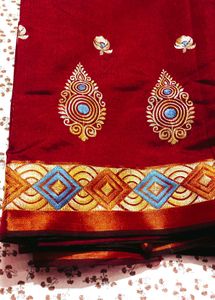 Elegant Maroon Embroidered Saree