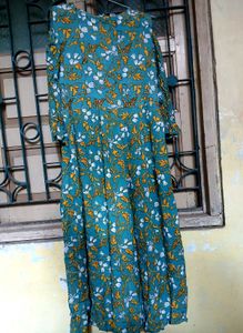 Shoulder Cut Grown Kurti With Yellow Plazo