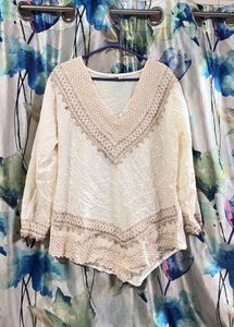 Lace Trimmed Bohemian Top