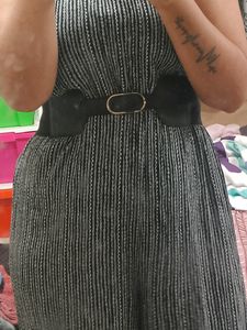 Black And White Jumpsuit With Belt