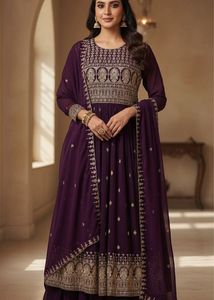 Elegant Purple Embroidered Suit