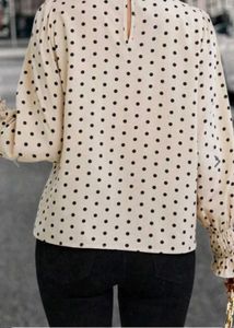 Polka Dot Ruffle Neck Top