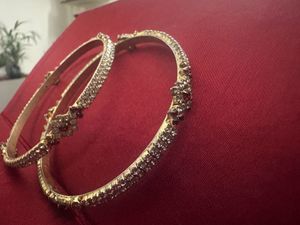 White And Maroon Stones Bangles- Set Of 2