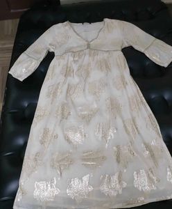 FREE Offer Embellished Off White Kurta With Lining