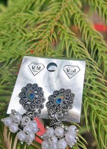 Oxidized Peacock Earrings