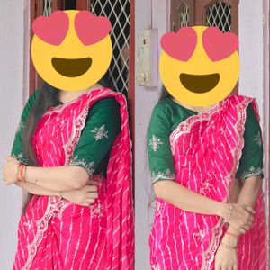 Pink Lehariya Cutwork Saree