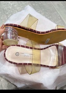 Transparent Strip, Maroon Color Urbantic Heels