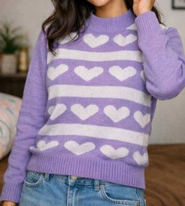 Cute Heart Pattern Knit Sweater