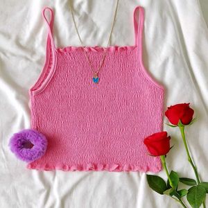 🎀Stylish Pink Stretchable Crop Top