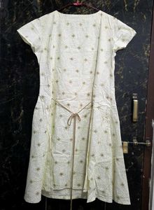 Cream Embroidery Knot Kurta