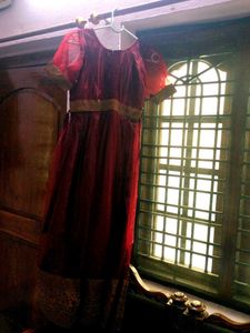 Girls' Festive Maroon long frock