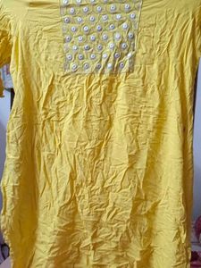 Yellow Embroidered Kurta