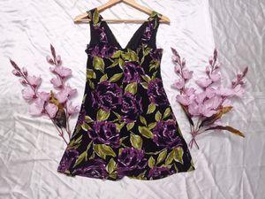 Black and Purple Floral Mini Dress/Long Top