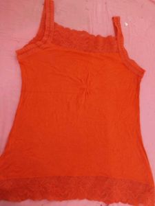 Red Lace Trim Tank Top