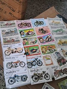 25 Motorcycle Bike Theme Stamps