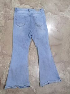 Light Wash Distressed Flare Jeans