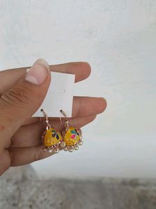 Yellow Floral Jhumka Earrings