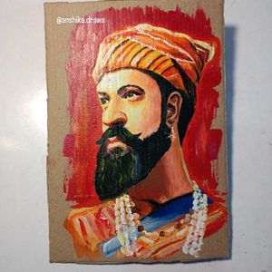 Sambhaji Maharaj Painting On Cardboard A5