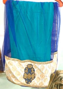 Teal Saree with Net