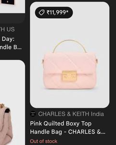 Charles &amp; keith Quilted Boxy Top Handle Bag - Pink
