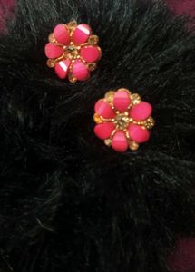 Dark Pink Flower Earrings✨🌹