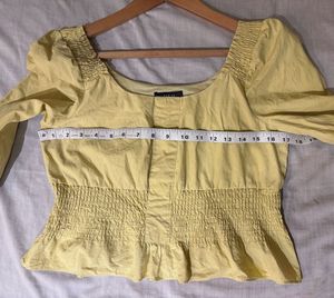 Yellow Smocked Long Sleeve Top