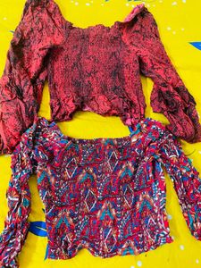 Two Bohemian Style Smocked Tops