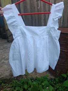 White Ruffle Top