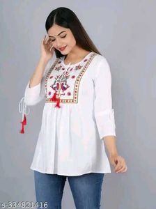 Embroidered White Tunic Top