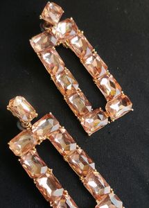 Goldan Crystal Stud Earrings Rectangular