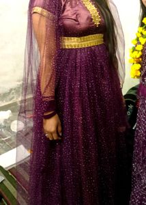 Queen Sleeves Georgette Full Length Gown