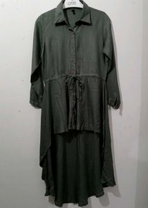 Olive Green Hi-Lo Shirt Dress