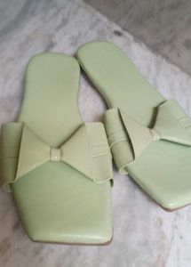 Green Woven Flat Sandals