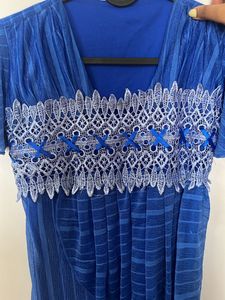 Blue Top, Lacey Details And A Little Shiny