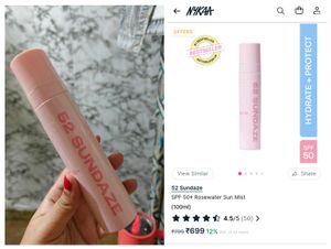 52 Sundaze Rose Water Sun Mist Spf 50+